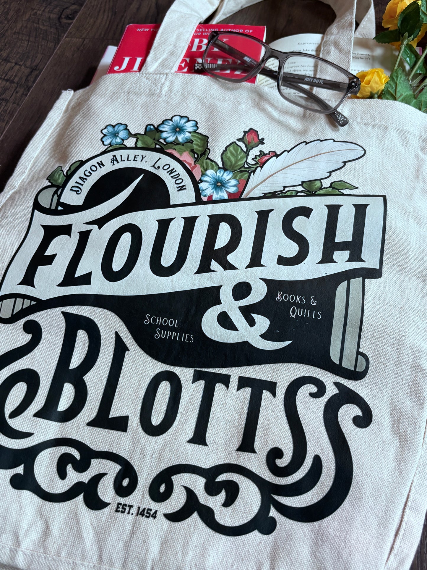 Flourish and Blotts Book Tote for Book Lovers and Wizards