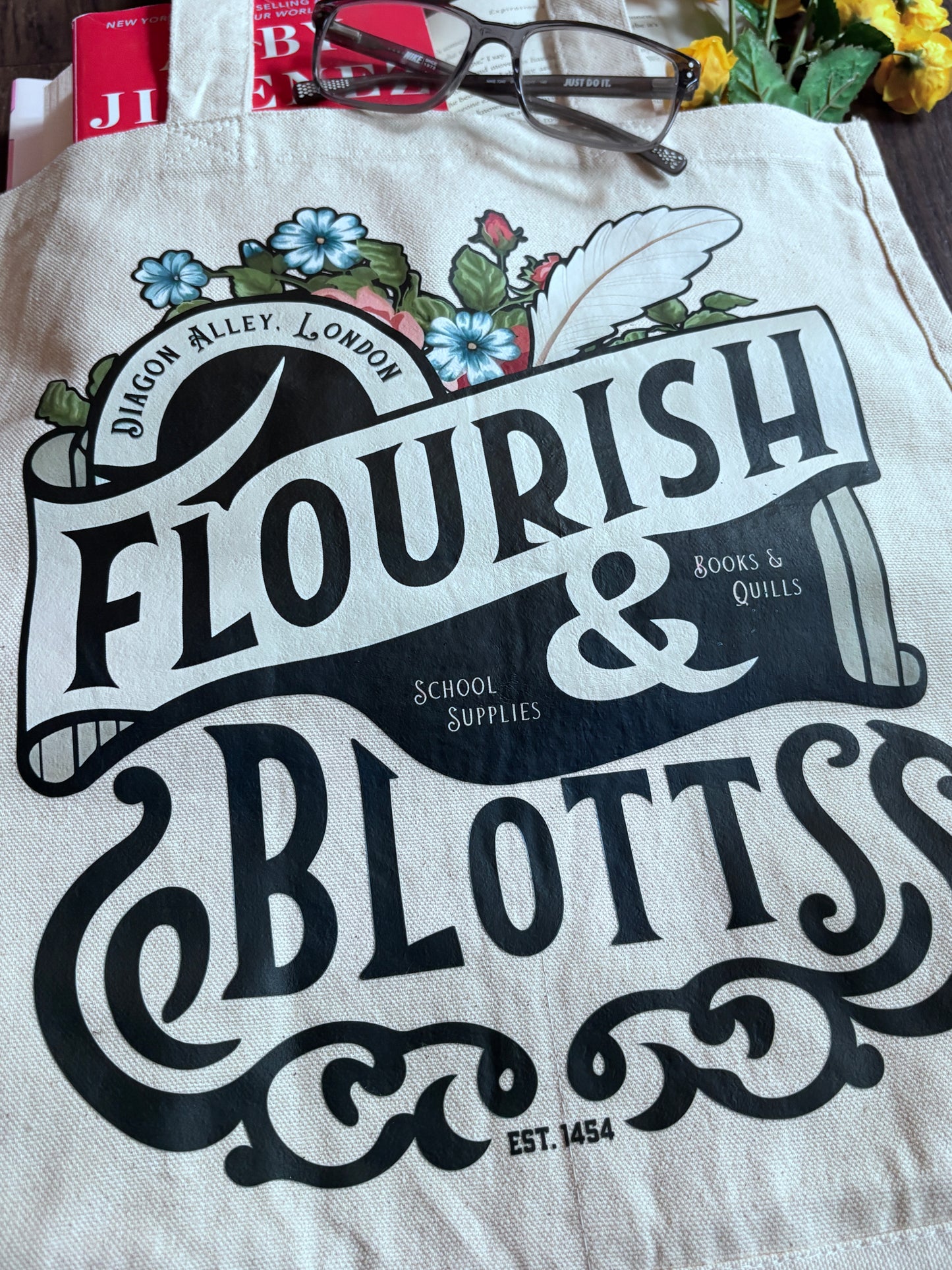 Flourish and Blotts Book Tote for Book Lovers and Wizards