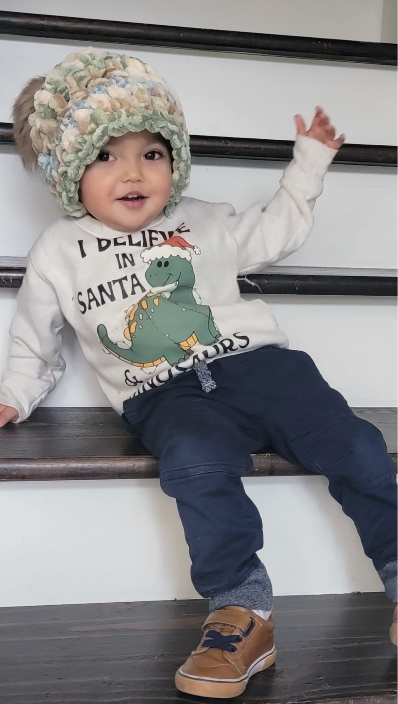I Believe in Santa and Dinosaurs Youth Sweater for Kids