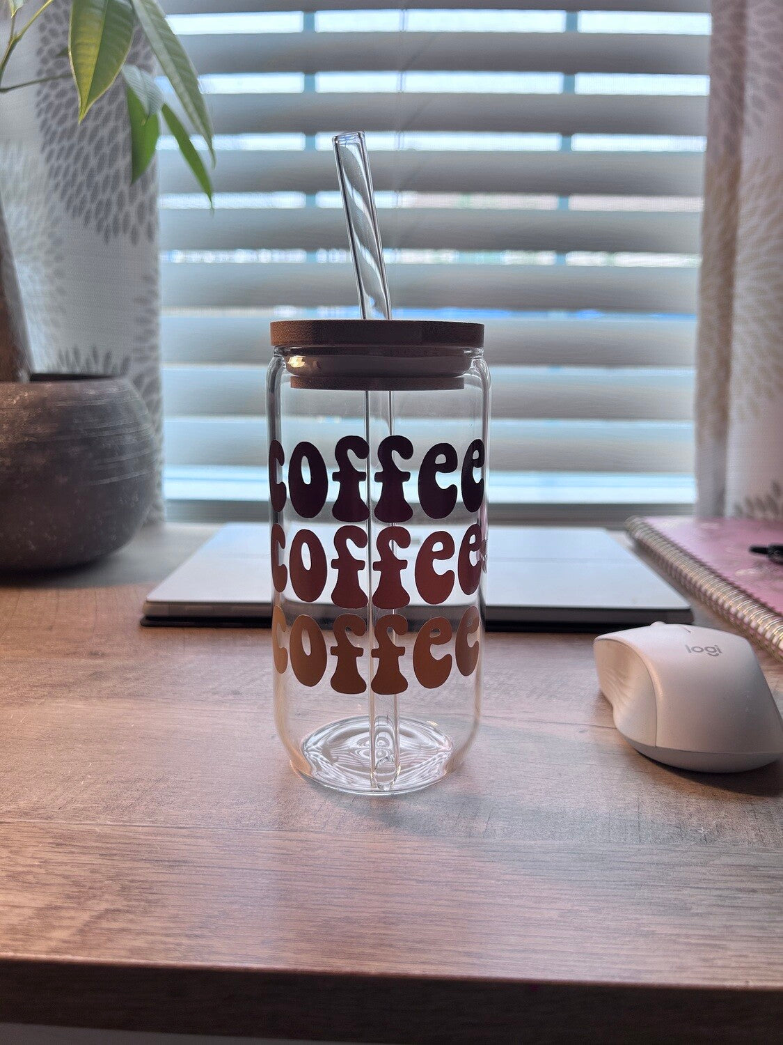 Stylish 16oz Glass Coffee Mug