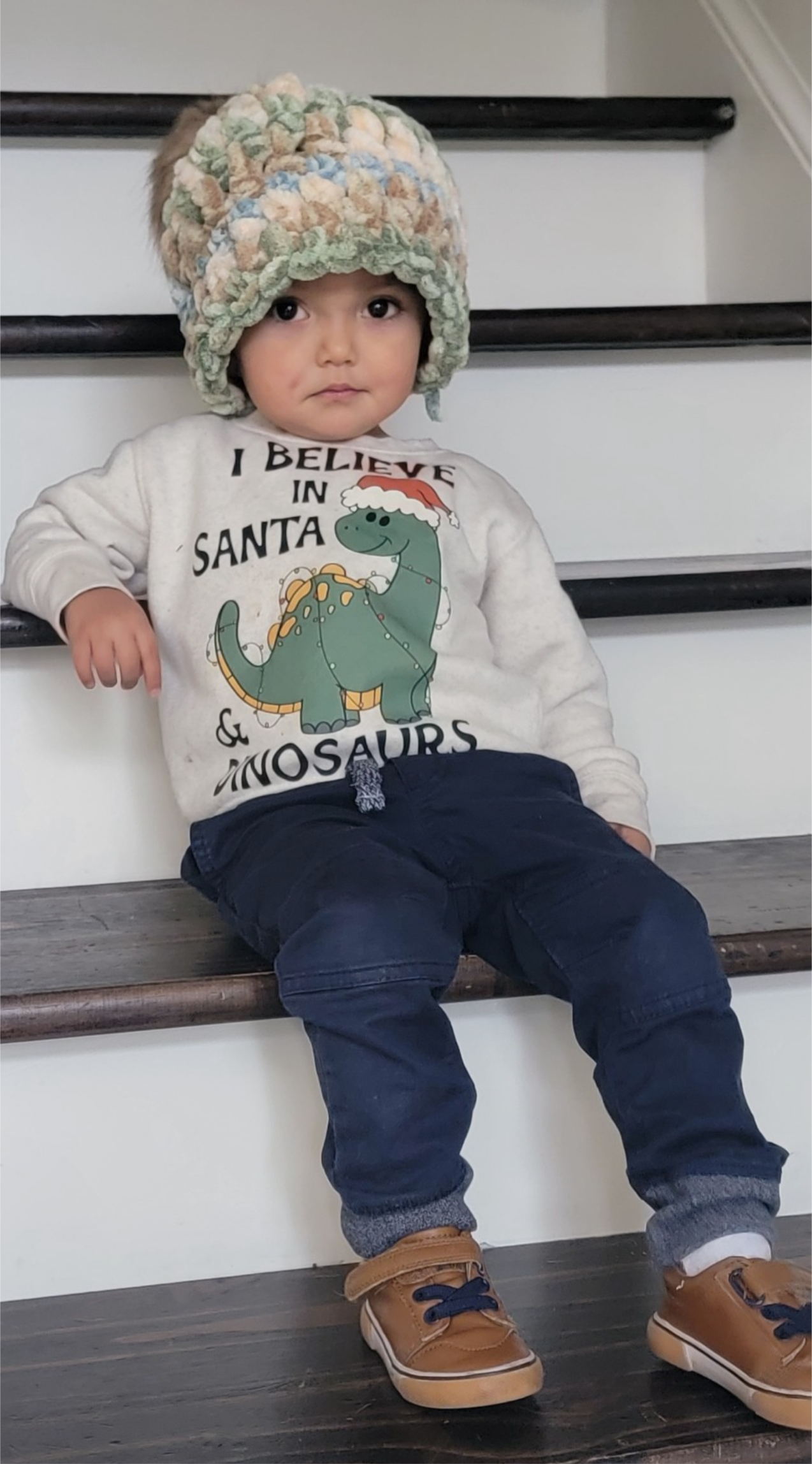 I Believe in Santa and Dinosaurs Youth Sweater for Kids