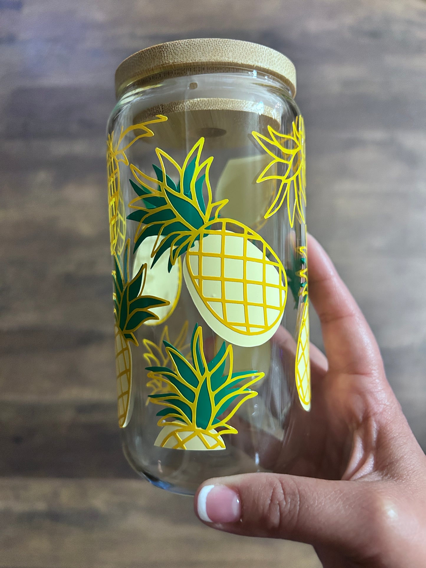 Tropical Pineapple Print Glass Mug