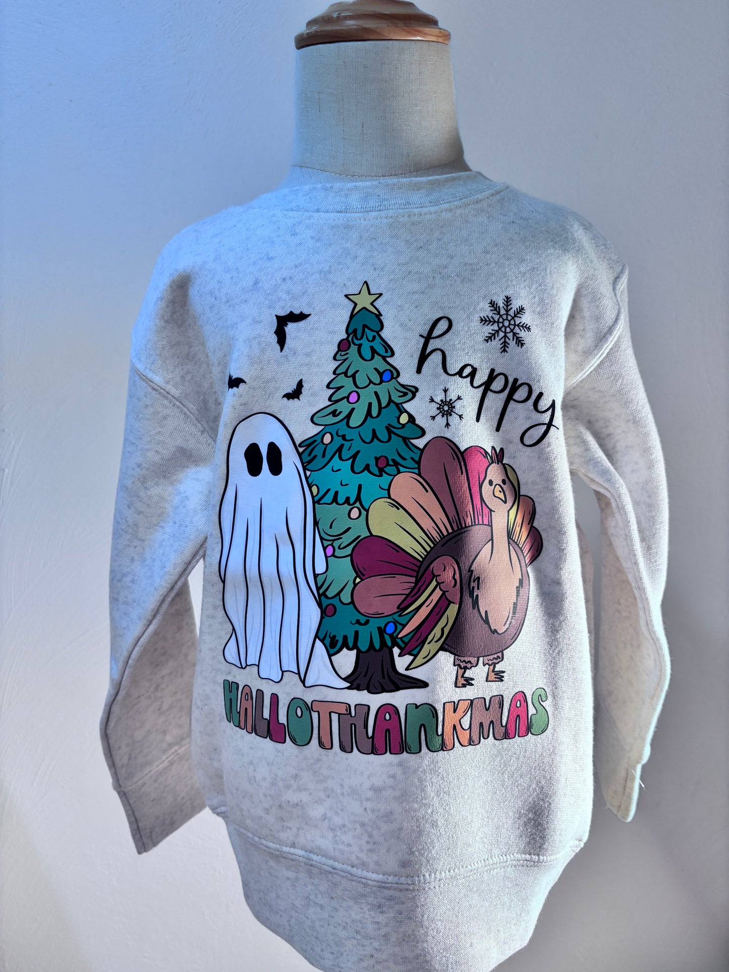 Happy Hallothanksmas Youth Sweatshirt for Holiday Fun