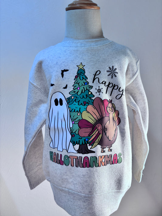 Happy Hallothanksmas Youth Sweatshirt for Holiday Fun