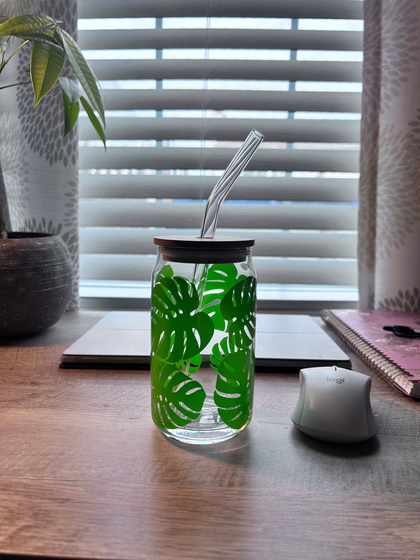 Tropical Monstera Leaf Drinking Glass