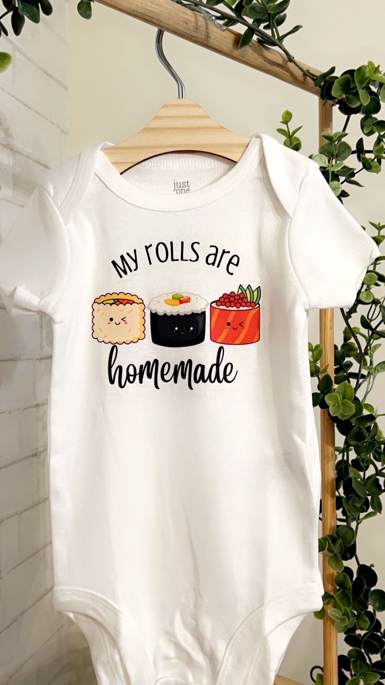 Cute Kawaii Sushi "My Rolls are Homemade" Baby Bodysuit