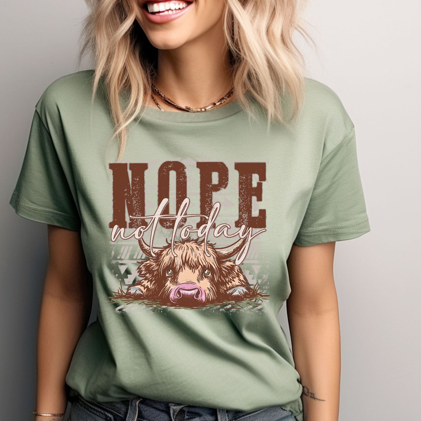 Sassy Highlands Cow Tee: "Nope, Not Today!"