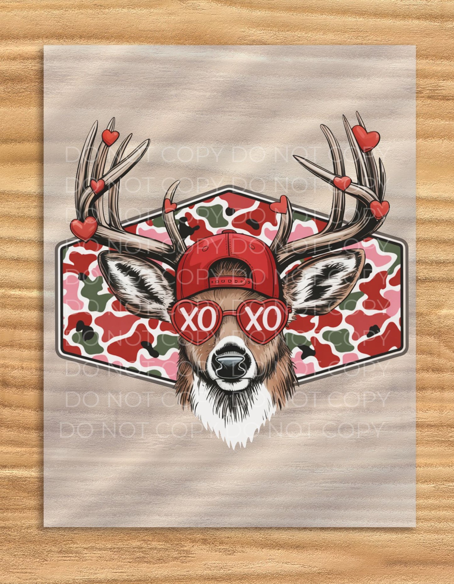 DTF Transfer Valentine's Day Deer Camo