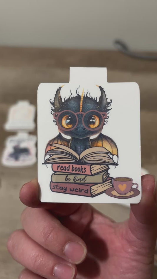 Stay Weird Book Dragon Magnetic Bookmark for Avid Readers