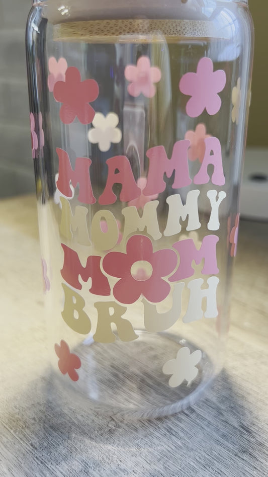 Elegant Floral Mom Coffee Glass Cup