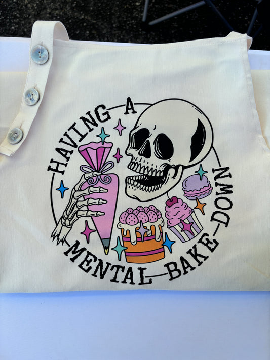 Having a Mental Bake Down Skelly Apron