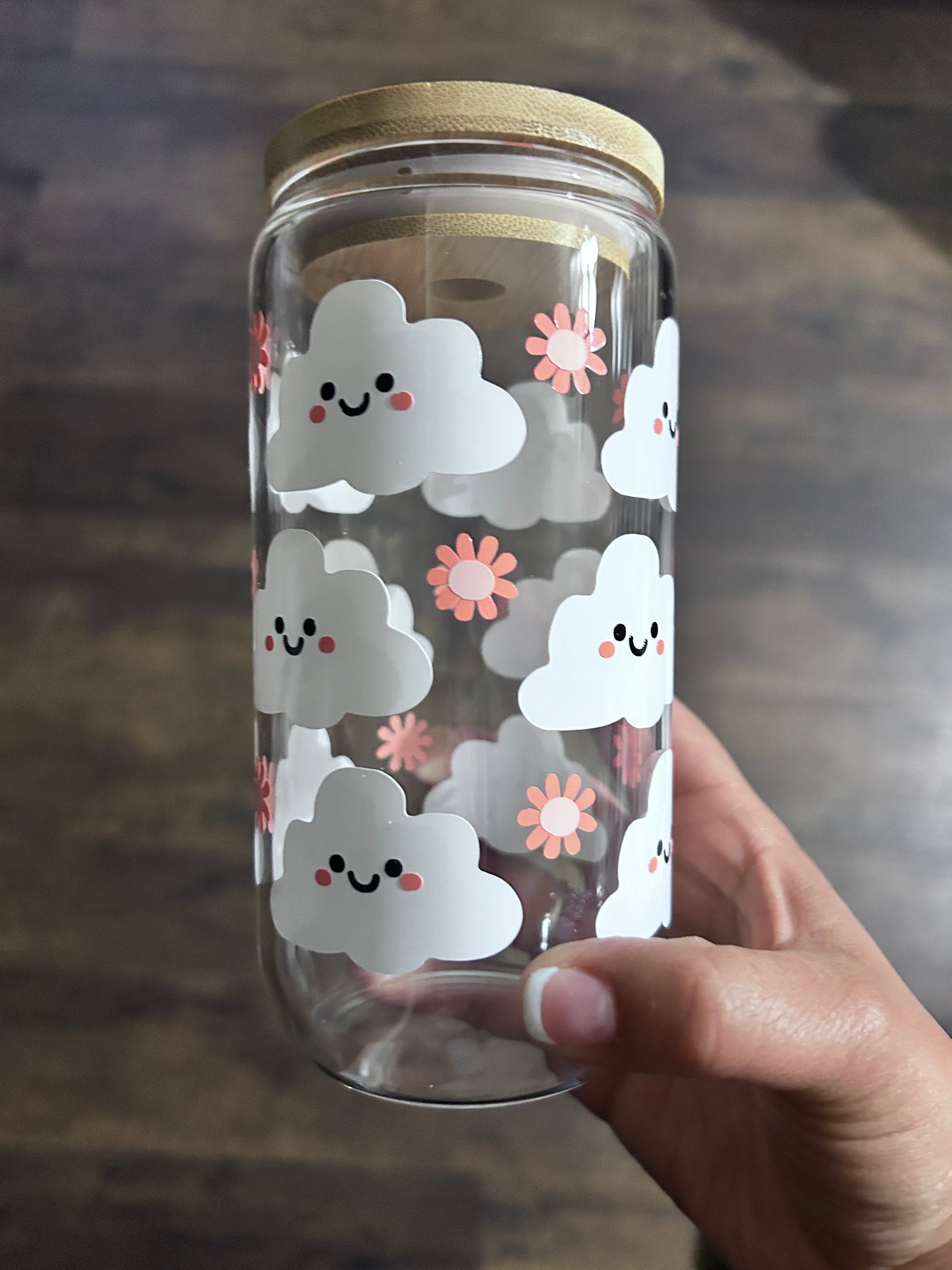 Kawaii Clouds Glass Cup Cute Pastel Drinkware for Everyone