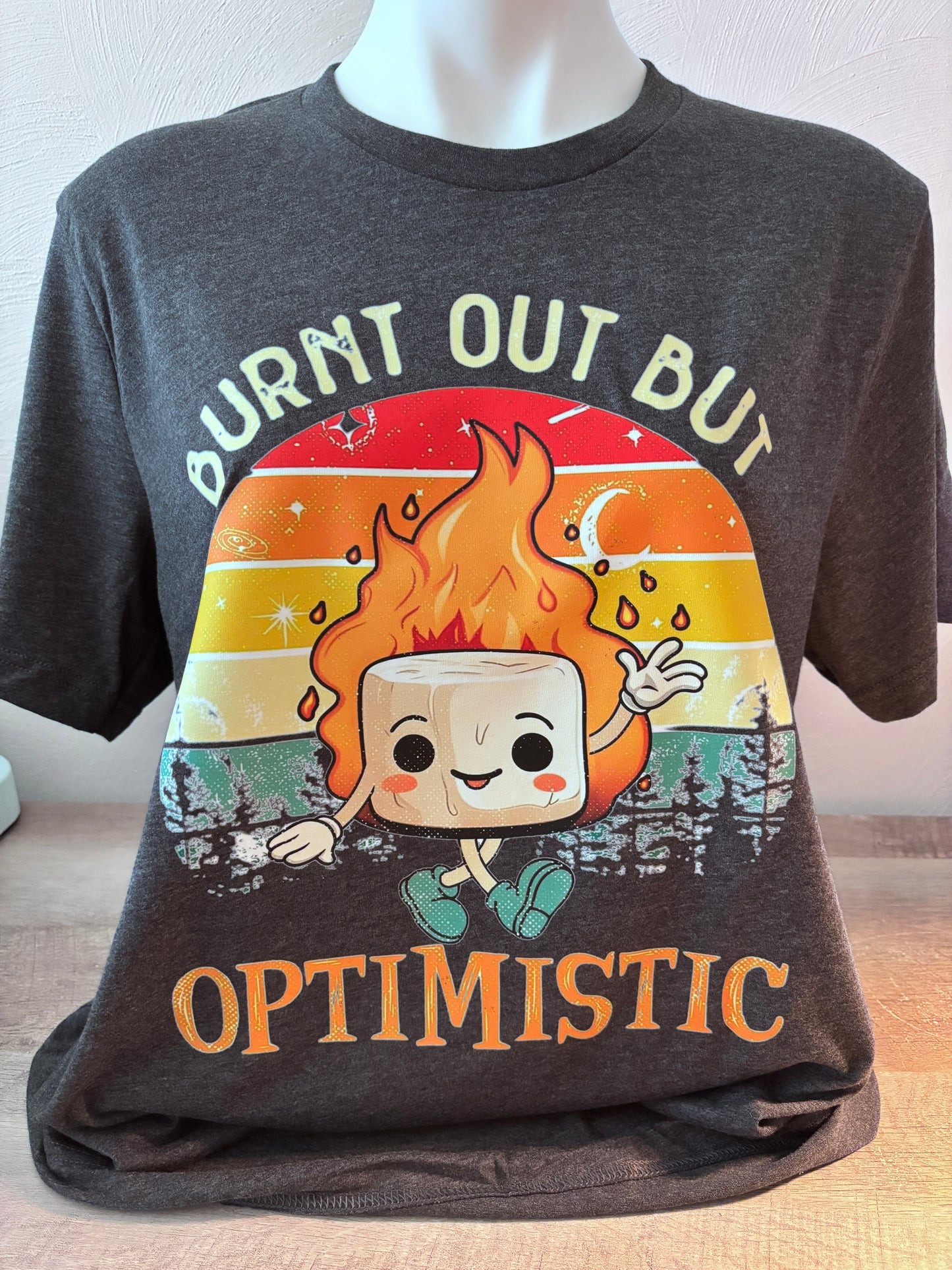 Optimistically Burnt Out: A Humorous Sweatshirt for Everyday Wear