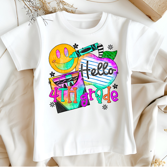 School Grade Bright and Colorful Tees for Students Back to School Apparel