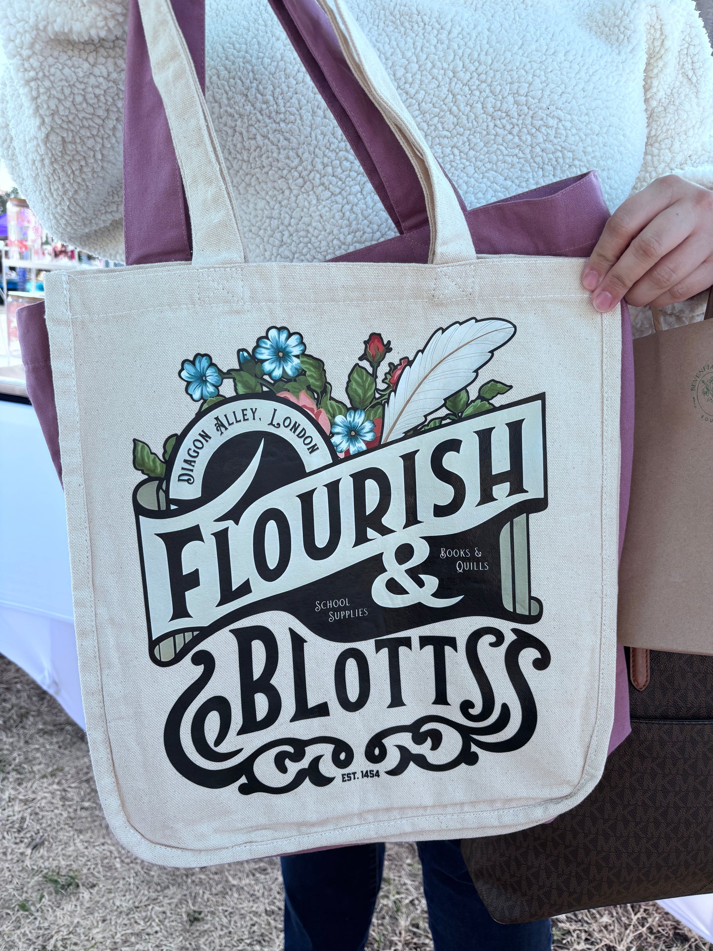 Flourish and Blotts Book Tote for Book Lovers and Wizards