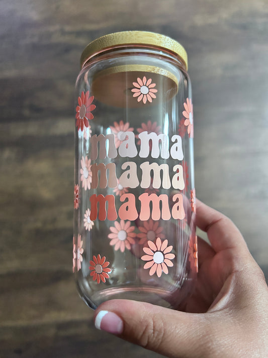 Floral Mama Glass Cup