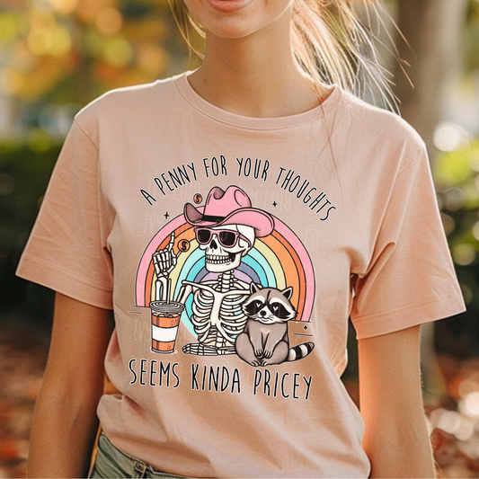 Penny for Your Thoughts: Playful Graphic Women's Tee