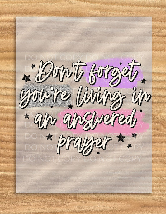 DTF Transfer Answered Prayer Graphic For TShirts Heat Press Design Spiritual Prayer Theme