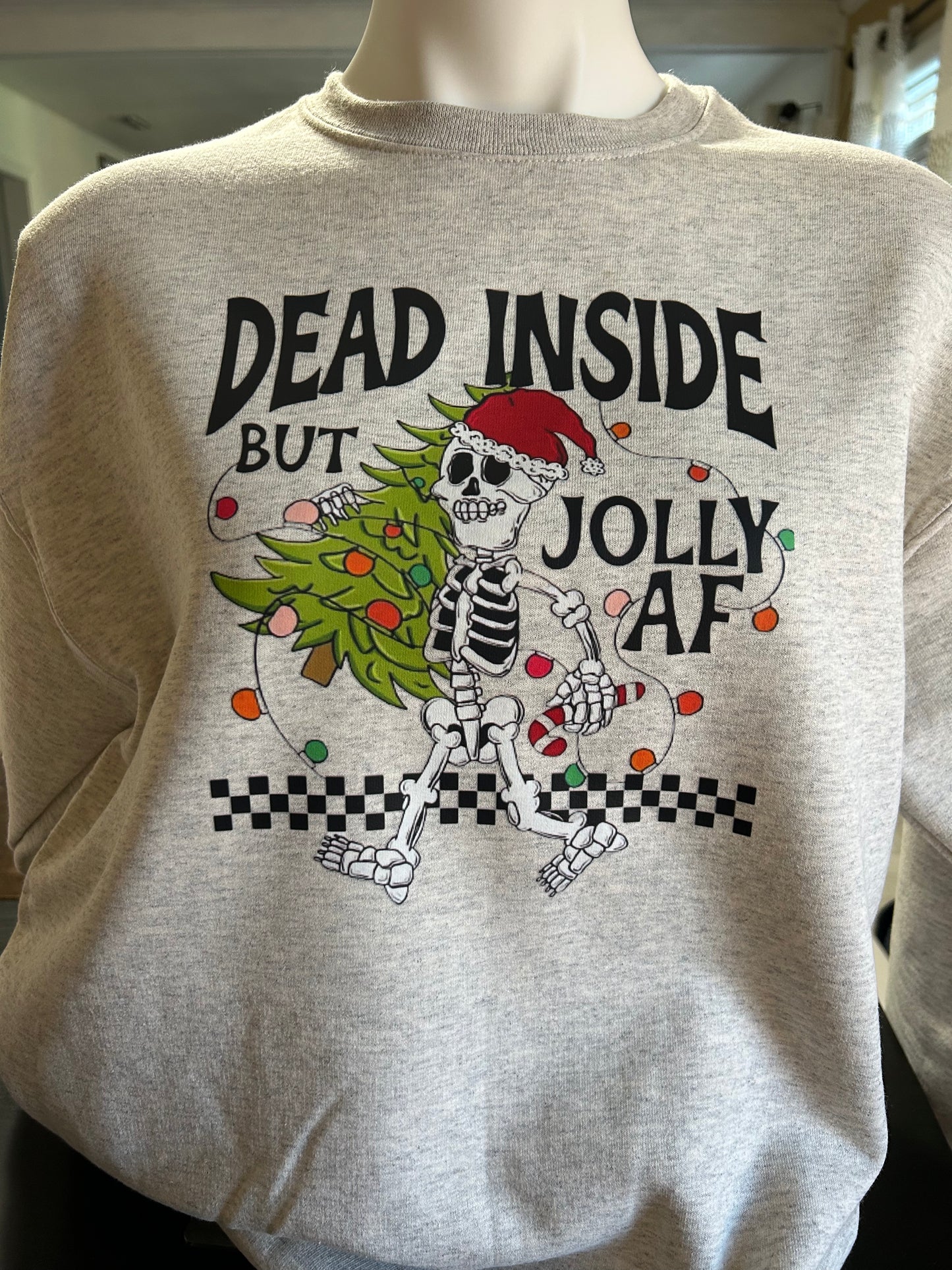 Dead Inside But Jolly AF Christmas Skeleton Sweater