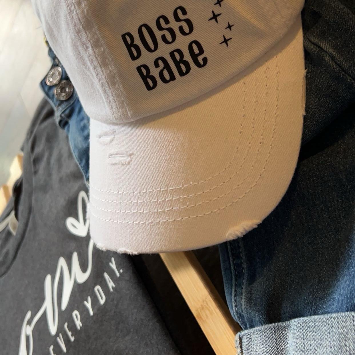 Vintage Style Boss Babe Cap with Ponytail Hole Baseball Cap