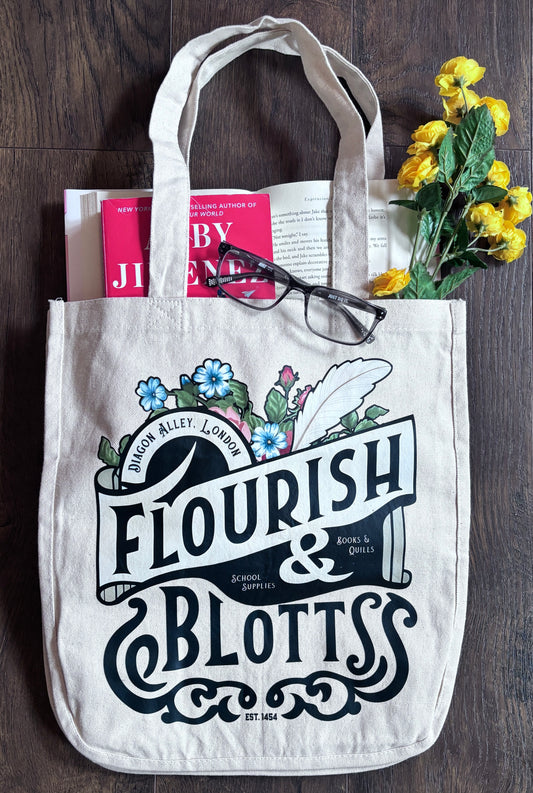 Flourish and Blotts Book Tote for Book Lovers and Wizards