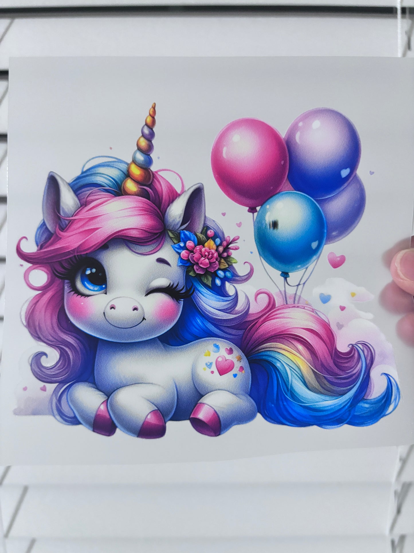 DTF Transfer | Baby Unicorn with Balloons