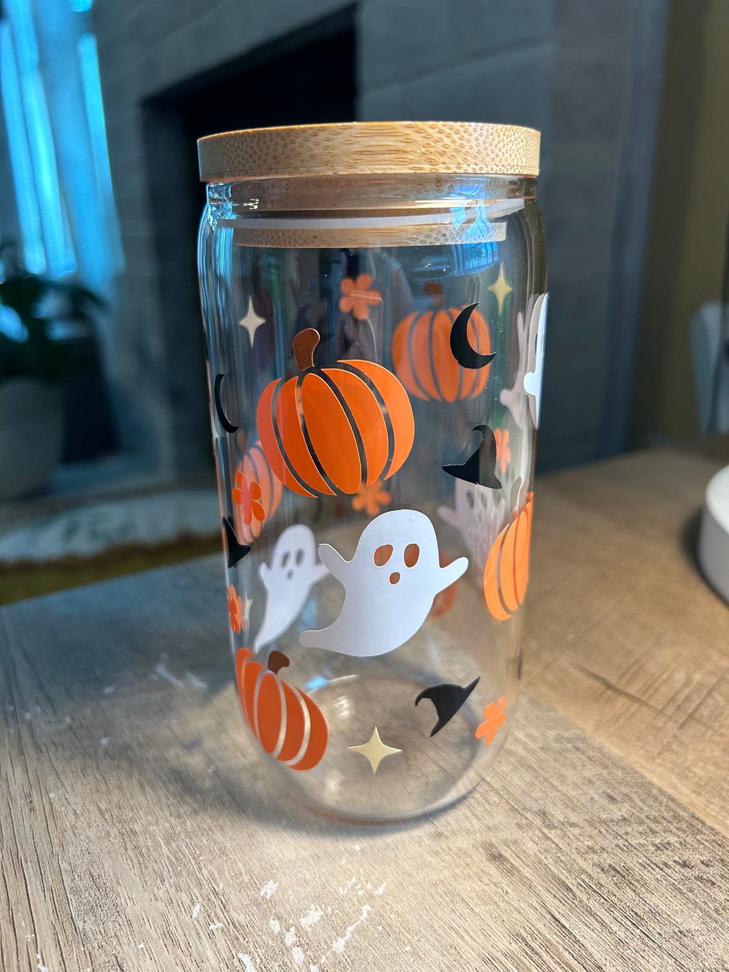 Ghosts and Pumpkins Fall Festive Glass Cup