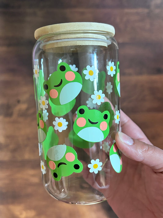 Kawaii Frog Glass Cup for Cute Home Drinkware Collection