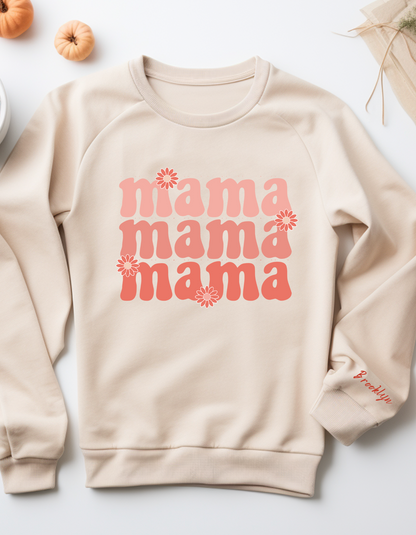 Personalized Blush Floral Mama Sweater with Custom Names
