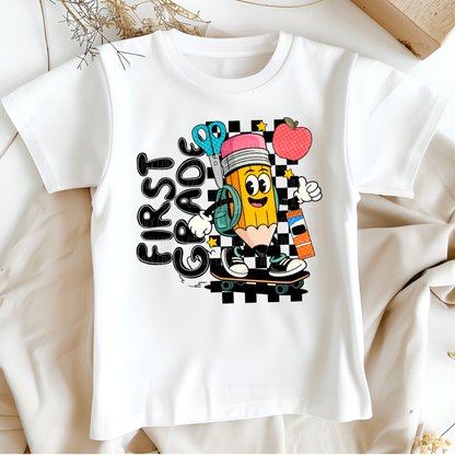 School Grade Retro Pencil Tees for Students Back to School Apparel