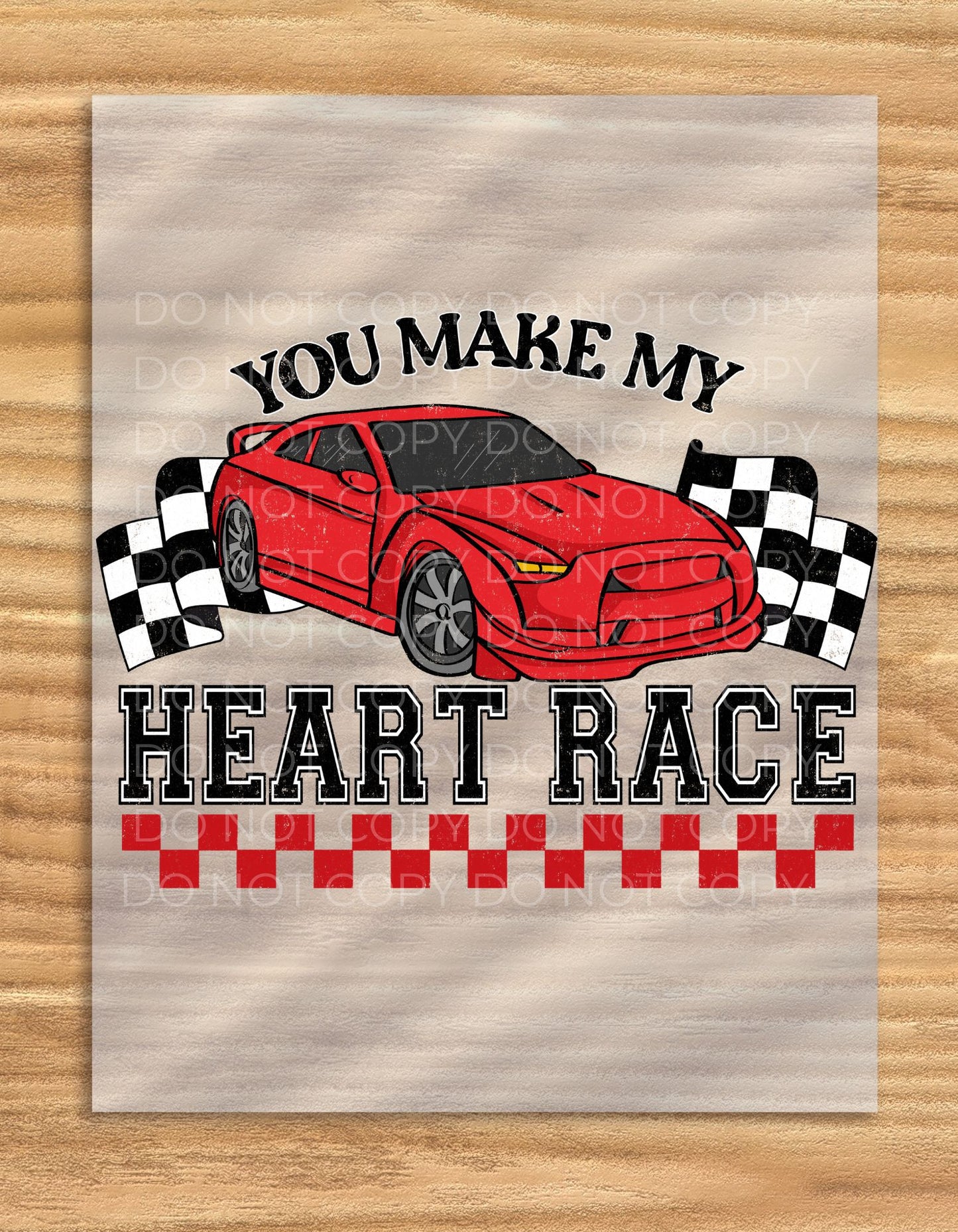 DTF Transfer Valentine's Day Heart Race
