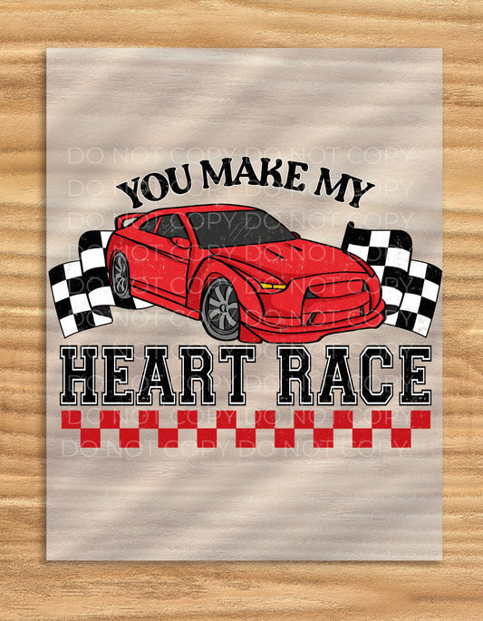 DTF Transfer Valentine's Day Heart Race