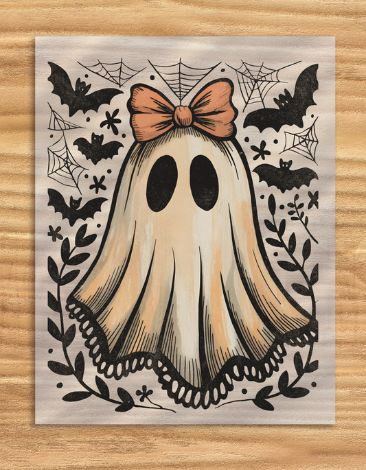 DTF Transfer Lace Ghost Halloween Design For Apparel
