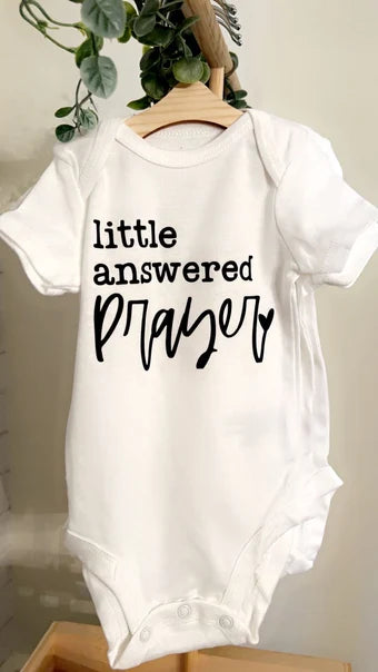 Little Answered Prayer Custom Baby Announcement Onesie