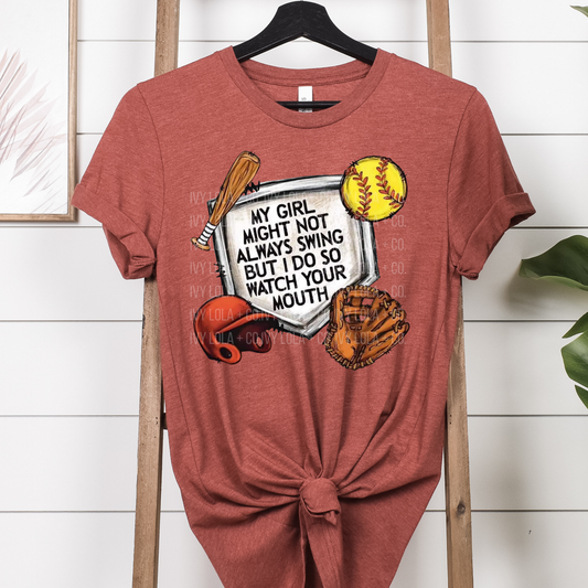 My Girl Softball Mom Tee Gift For Women Fans And Family