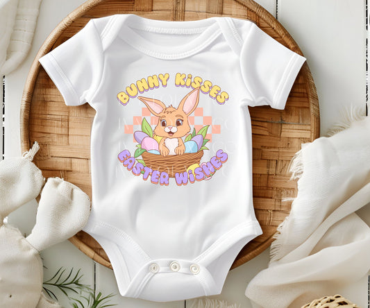 Bunny Kisses Easter Wishes | Holiday Baby Onesie