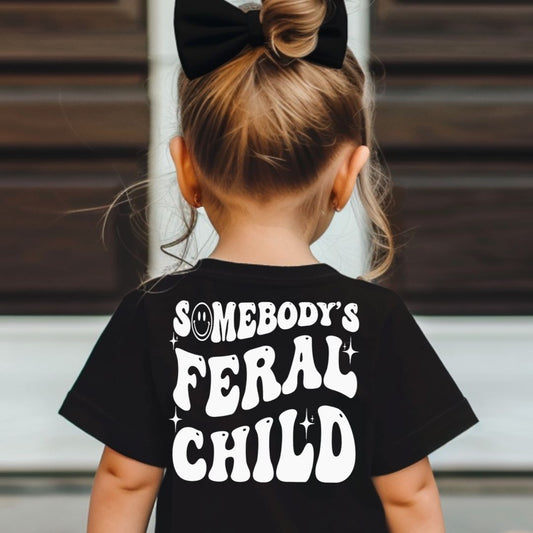 Somebody's Feral Child | Pocket T-Shirt with Back Design | Youth Apparel