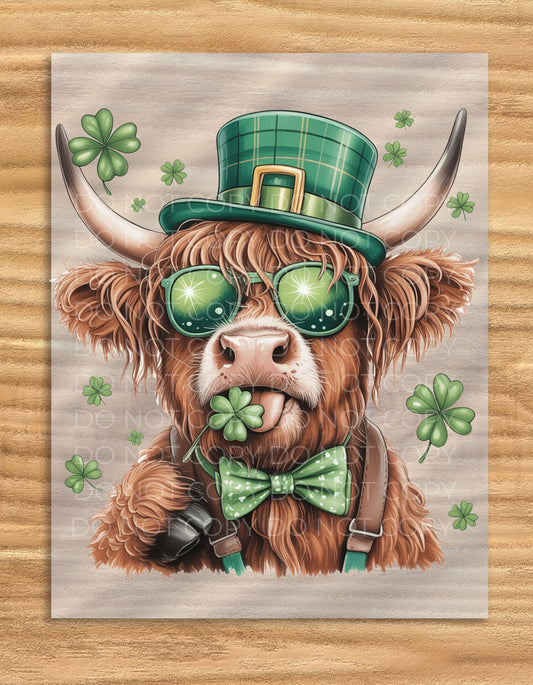 DTF Transfer St Patrick's Day Highland Cow