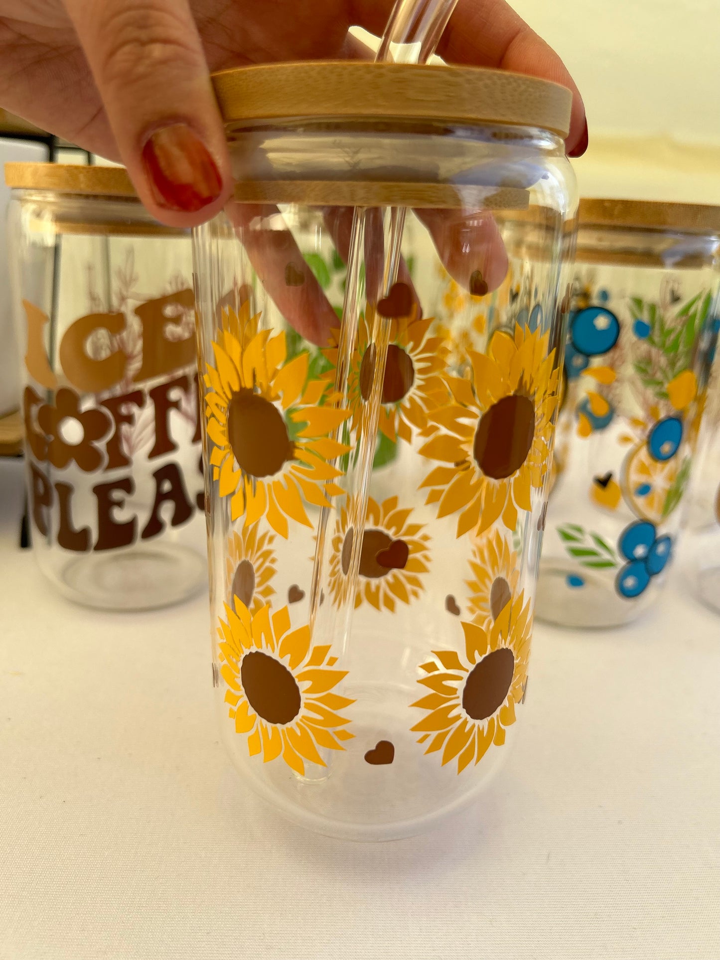 Sunflowers Glass Coffee Cup