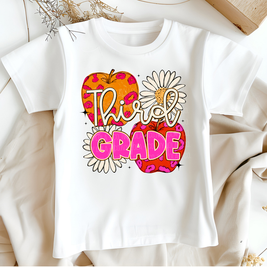 School Grade Daisies and Apples Tees for Students Back to School Apparel