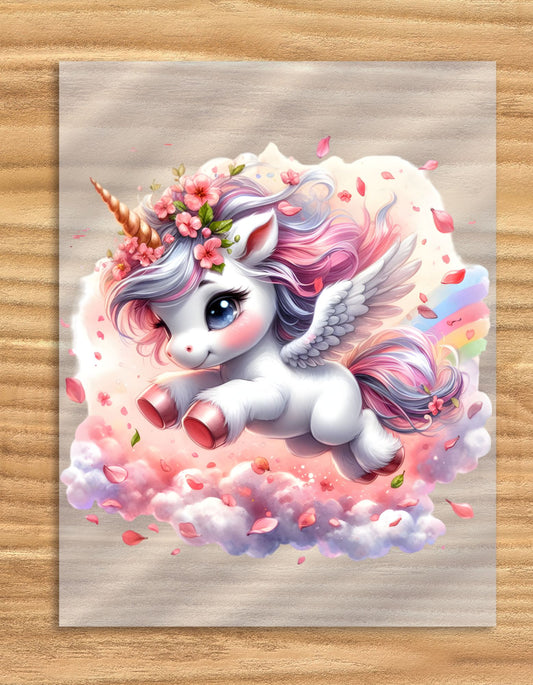 DTF Transfer | Baby Unicorn In Clouds