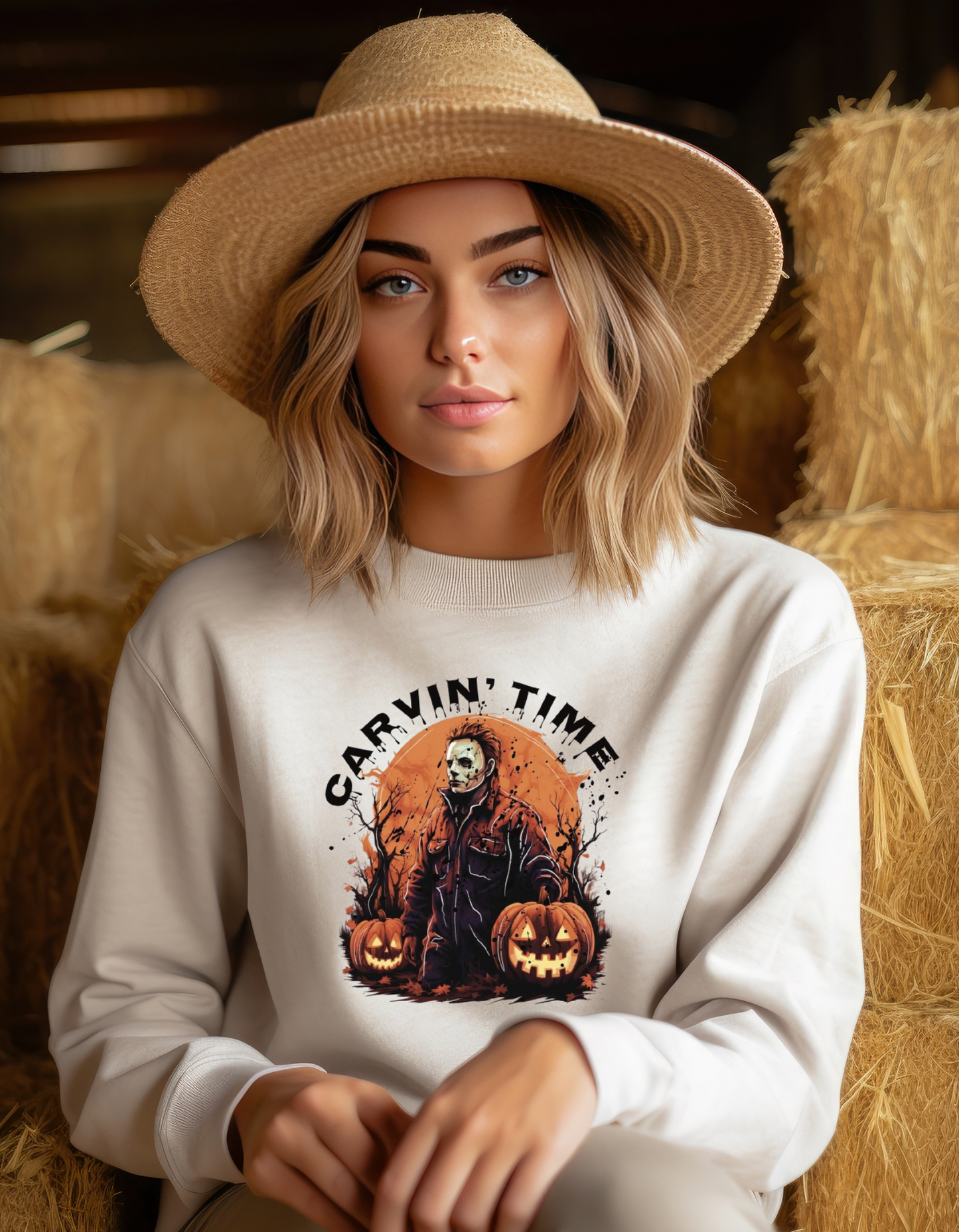 Carvin' Time Jason Horror Crewneck Sweater or Pullover Hoodie