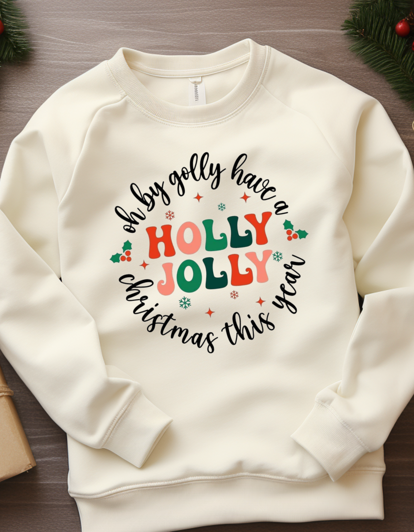 Festive Holly Jolly Holiday Christmas Sweater