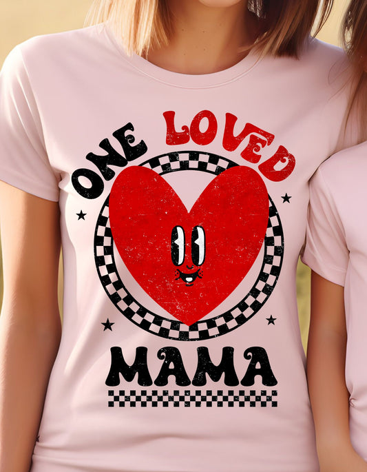 Retro One Loved Mama Valentine's Day T-Shirt or Crewneck Sweater