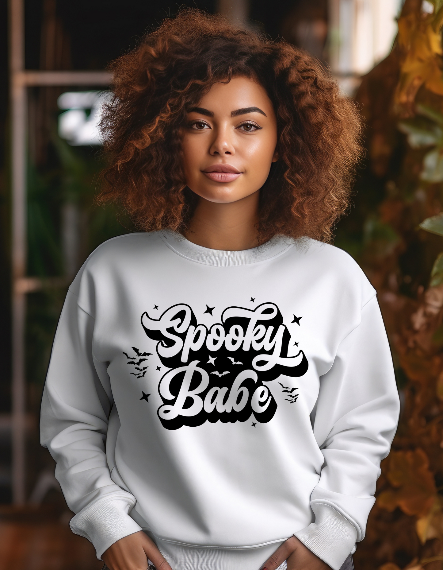 Spooky Babe Halloween Crewneck Sweater or Pullover Hoodie