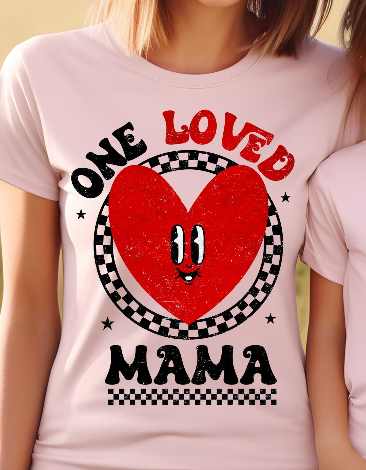 Retro One Loved Mama Valentine's Day Crewneck Sweater