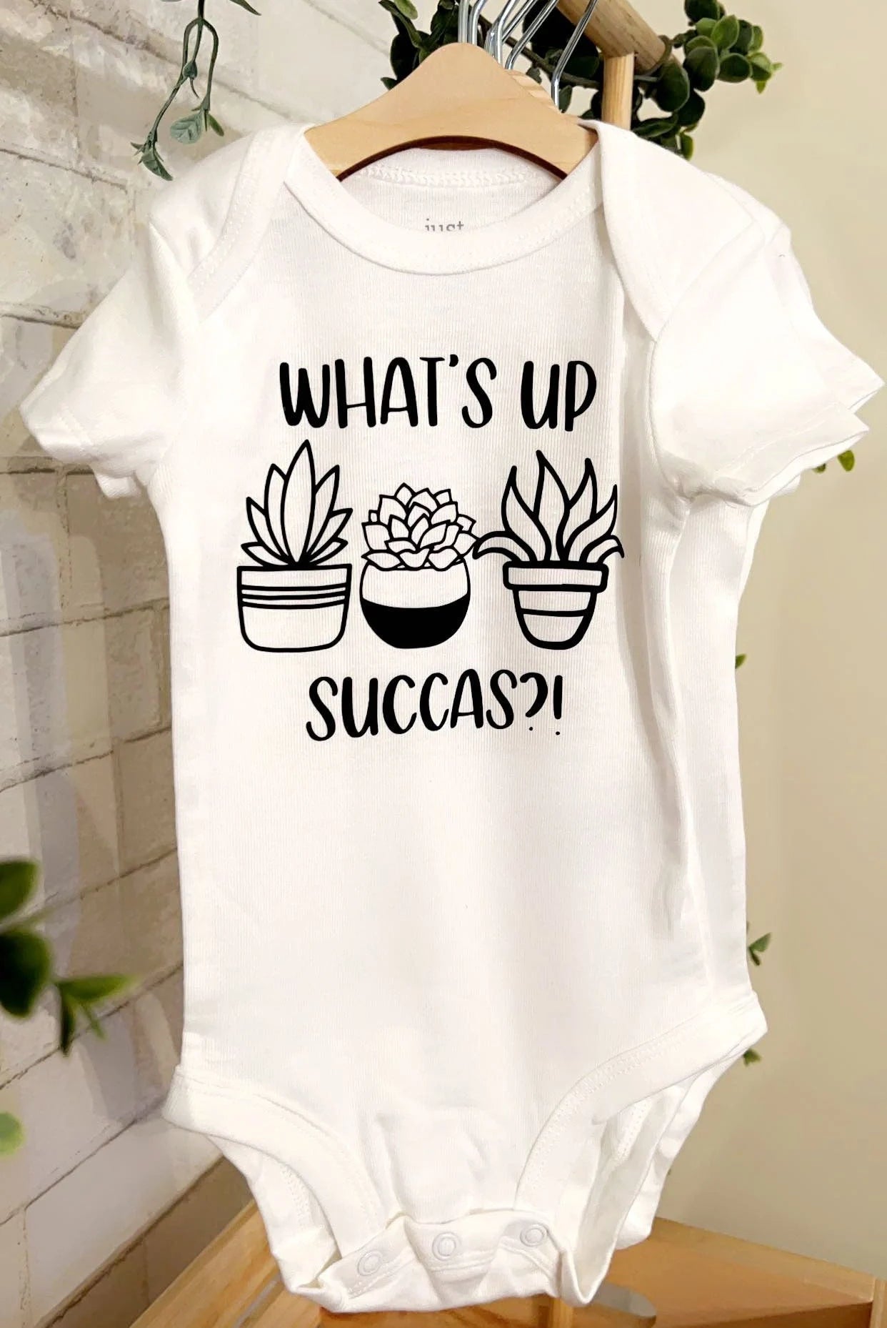 Witty Succulent Baby Onesie | What’s Up Succas?!