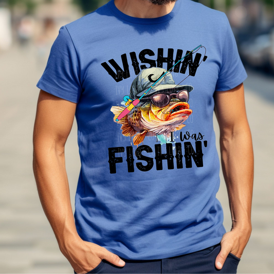 Wishin' I Was Fishin' Men's Graphic Tee