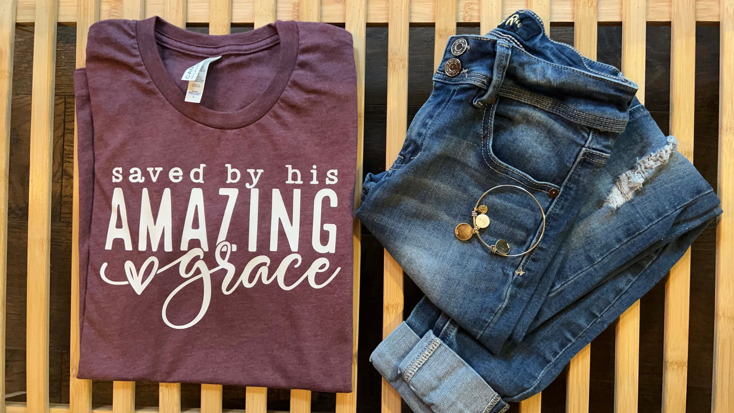 Saved by His Amazing Grace Women’s T-Shirt