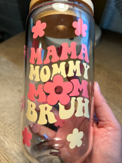 Elegant Floral Mom Coffee Glass Cup